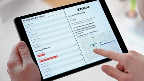 Der Online-Demonstrator erlaubt eine einfache Dateneingabe für Wertstoffe (links) und empfiehlt anhand der Daten einen optimalen Verwertungsweg sowie passende Recycler (rechts).
