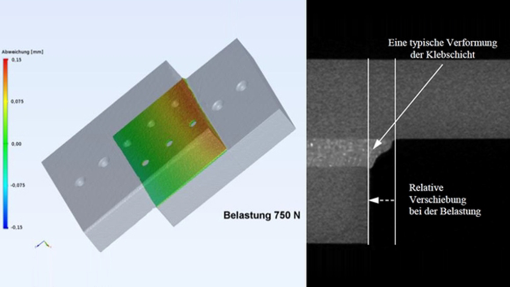 in-situ CT einer deformierten Klebeschicht unter Last